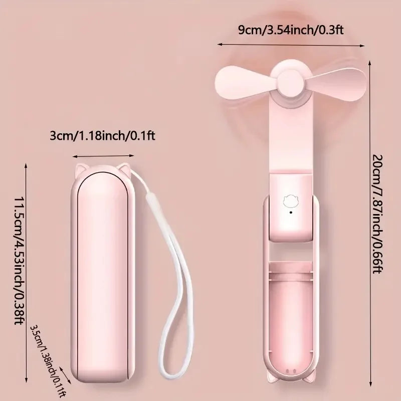 Lunvail ™ bærbar mini USB genopladelig håndholdt fan-3-trins, sammenfoldelig og rejse-klar