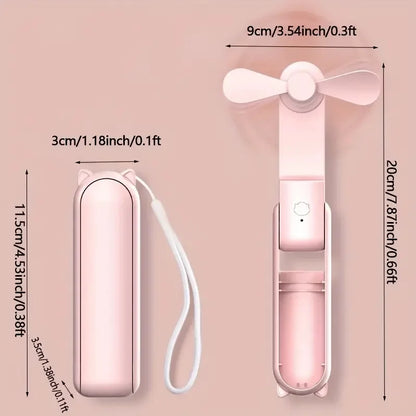 Lunvail ™ bærbar mini USB genopladelig håndholdt fan-3-trins, sammenfoldelig og rejse-klar