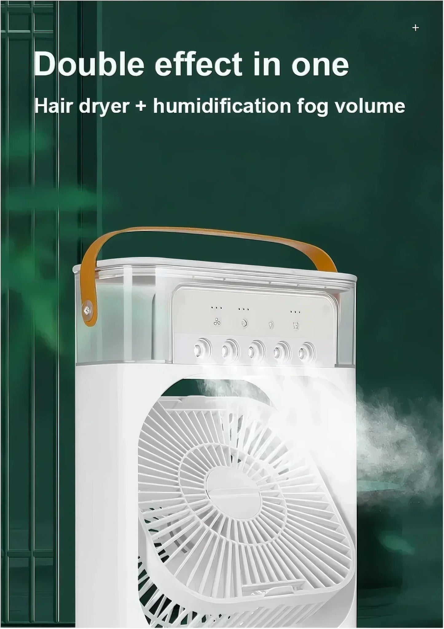 3-i-1 bærbar luftkølerventilator-LED natlys, luftfugter og USB-drevet mini AC