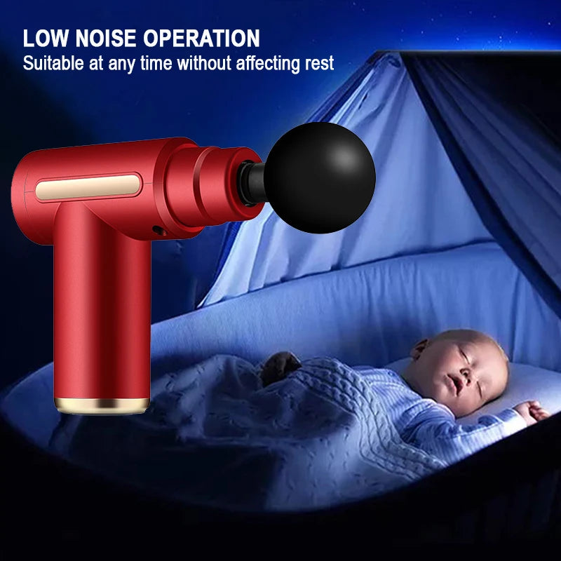 Propulse ™ Mini 4-pään hierontapistooli-Kevyt syvän kudoksen fascia-ase lihasten palautumiseen ja kivun lievittämiseen (3200 rpm, ultra-quiet)