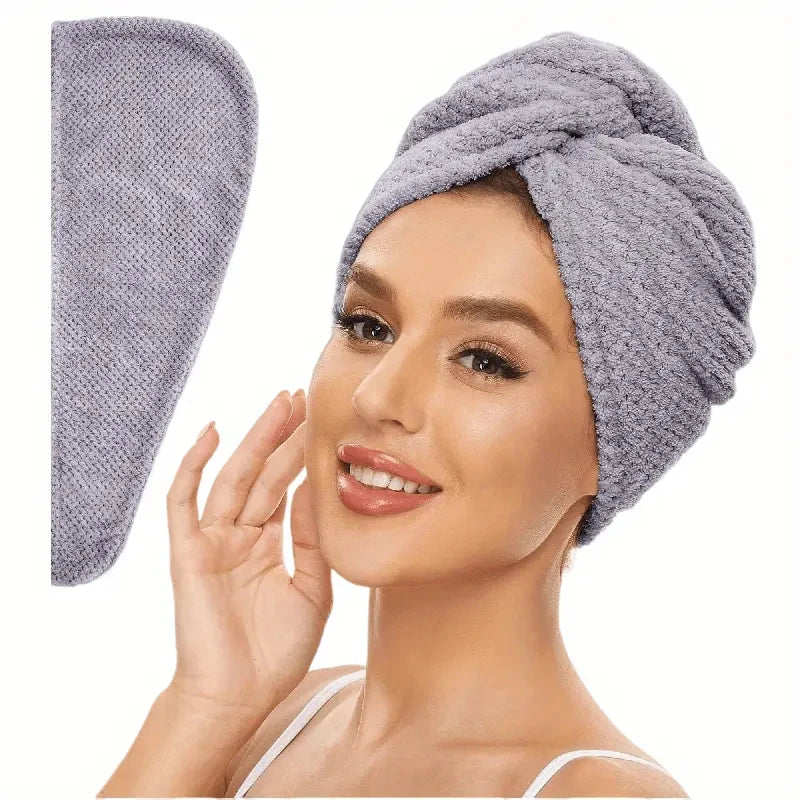 Wrap di asciugamano per capelli a colori solidi Lunvail ™ - tappo a testura ultra assorbente per asciugatura rapida e controllo crespo