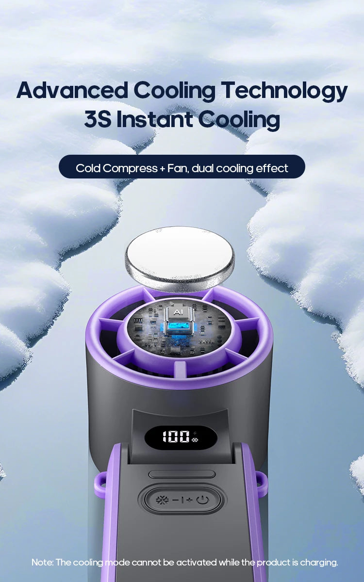 3600mAh Rechargeable Electric Handheld Fan 100 Speeds Adjustable Portable Outdoor Foldable Mini Air Cooling Turbo Fan w/ Lanyard