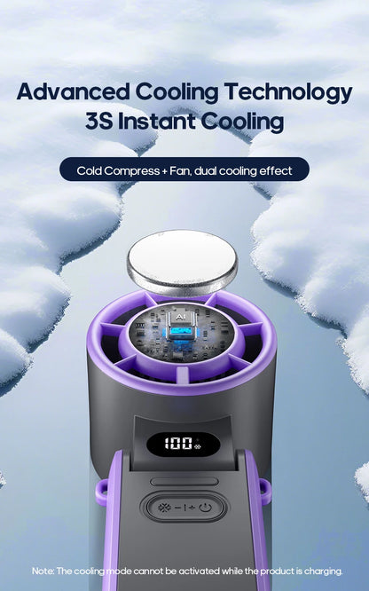3600mAh Rechargeable Electric Handheld Fan 100 Speeds Adjustable Portable Outdoor Foldable Mini Air Cooling Turbo Fan w/ Lanyard