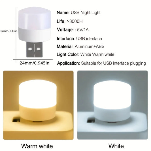 Mini USB LED LED čtení světlo - 5V 1W oční ochrana lampy pro notebook, Power Bank & Bedside Use (Warm & White Light)