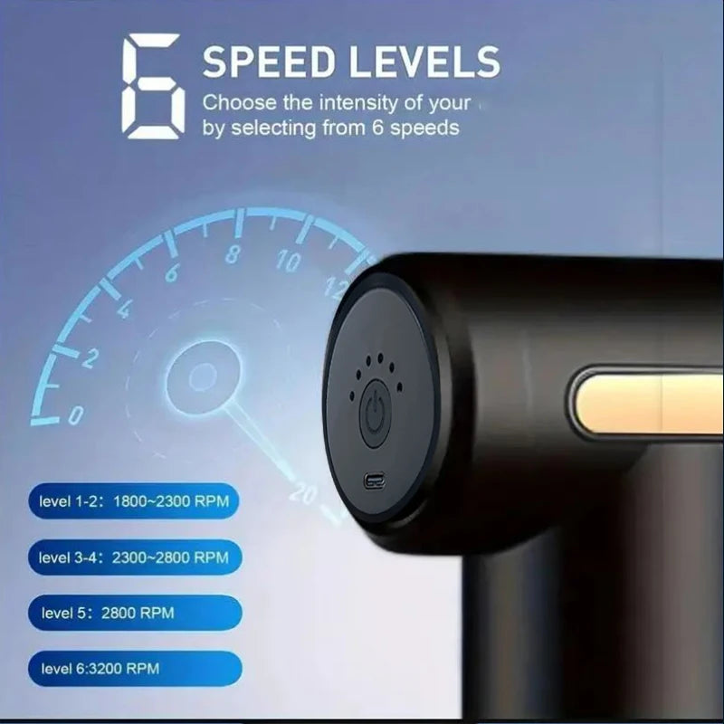Propulse ™ Mini 4-pään hierontapistooli-Kevyt syvän kudoksen fascia-ase lihasten palautumiseen ja kivun lievittämiseen (3200 rpm, ultra-quiet)