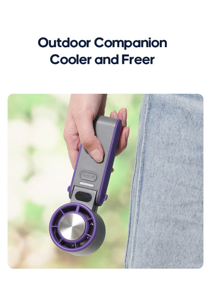 3600mAh Rechargeable Electric Handheld Fan 100 Speeds Adjustable Portable Outdoor Foldable Mini Air Cooling Turbo Fan w/ Lanyard