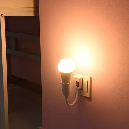 E27 Plug-in LED Light Socket dengan Switch-360 ° Pemegang lampu berputar untuk Penggunaan Dinding & Outlet | Palam EU/AS