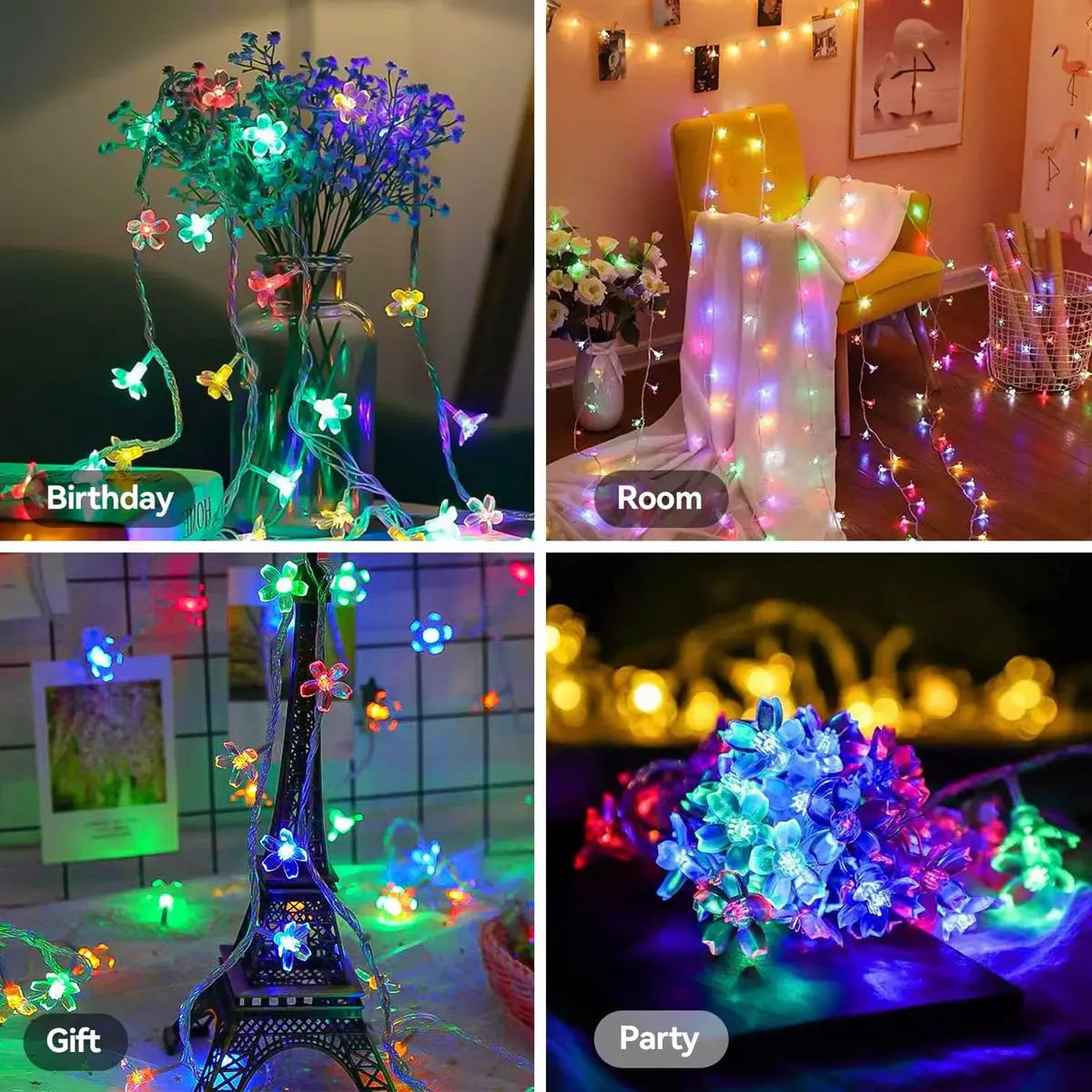 <tc>Lunvail</tc> ™ Cherry Blossom Fairy String Lights - bateriový poháněný květinový výzdoba (10–40 LED)