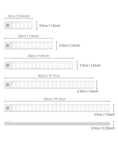 <tc><tc>Lunvail</tc></tc>™ Luz LED 3 en 1 con sensor de movimiento: lámpara recargable por USB para armario, armario y pared (10–50 cm)