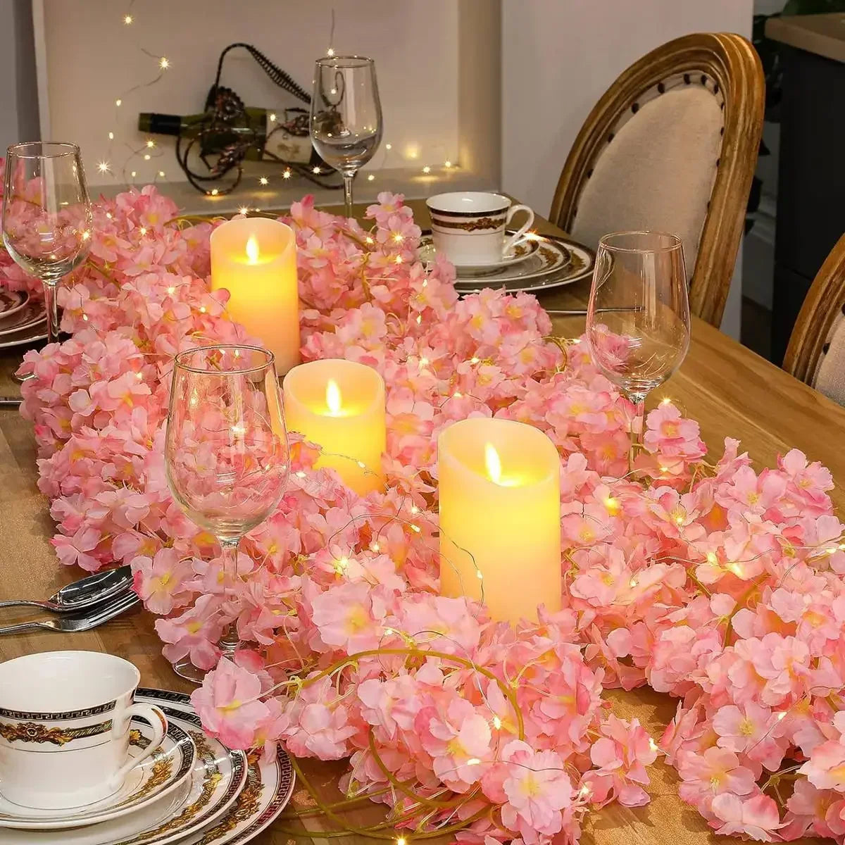Blossomglow ™ Blossom Cherry faoi stiúir Garland - Fíniúna Solas Fairy 2m Floral do sheomra leapa, bainise & maisiúchán cóisir