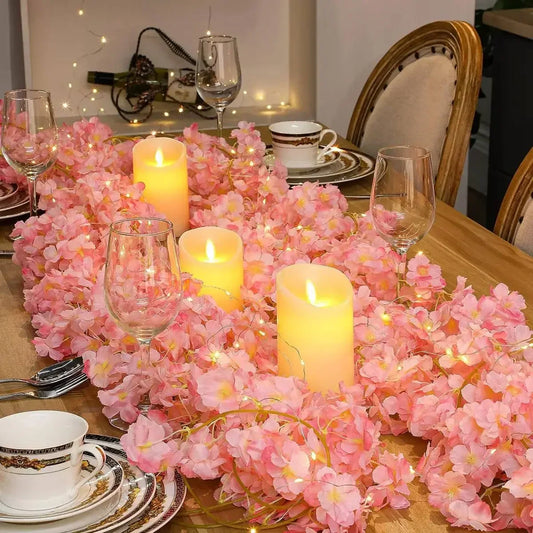 Blossomglow ™ Blossom Cherry faoi stiúir Garland - Fíniúna Solas Fairy 2m Floral do sheomra leapa, bainise & maisiúchán cóisir