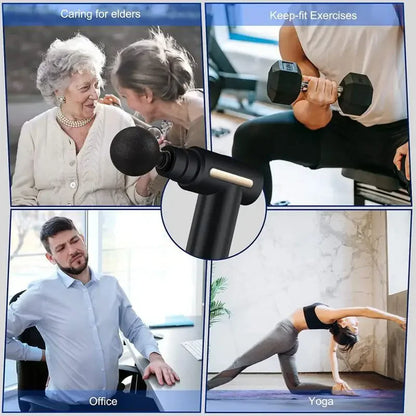Propulse ™ Mini 4-pään hierontapistooli-Kevyt syvän kudoksen fascia-ase lihasten palautumiseen ja kivun lievittämiseen (3200 rpm, ultra-quiet)