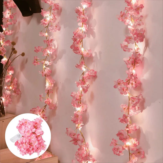 Blossomglow ™ Blossom Cherry faoi stiúir Garland - Fíniúna Solas Fairy 2m Floral do sheomra leapa, bainise & maisiúchán cóisir