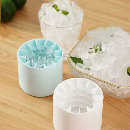 Silicone Ice Cube Mold Round Ice Bucket | Space-Saving Portable Ice Maker for Cocktails & Summer Drinks