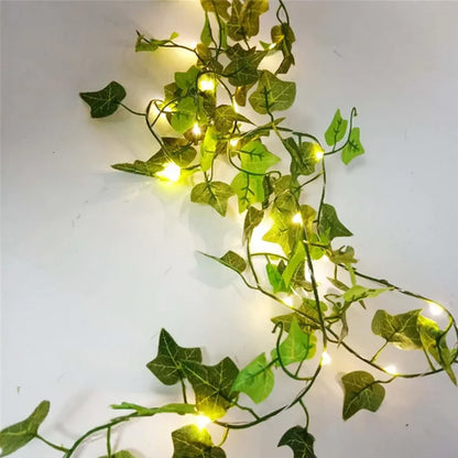 <tc>Lunvail</tc> ™ Green Leaf Fairy String světla - bateriový LED věnec pro zahradu, svatby a prázdninový výzdoba
