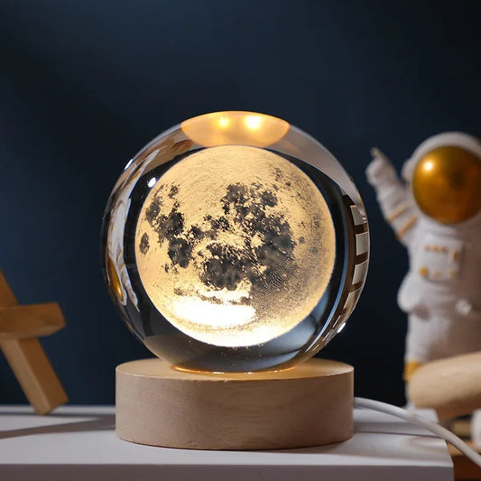 🌌 3D galaxie křišťálová koule LED noční světlo USB dobíjecí | teplé světlo | bytové dekorace a dárky