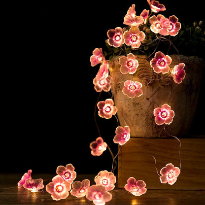 <tc>Lunvail</tc>™ 3M/2M ピンク チェリーブロッサム LED フェアリーライト – USB &amp; 電池式ストリングライト (20/30 LED)