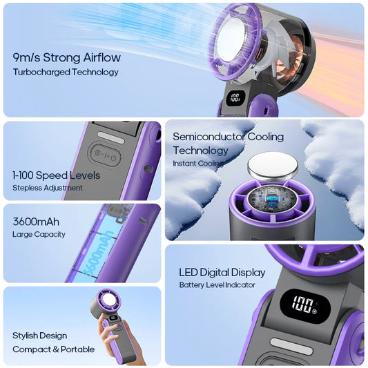 Fan Leictreach Leictreach Athluchtaithe 3600Mah Fan Leictreach 100 Luas Iniompartha Iniompartha Aeir Fillte Aeir Fillte Fuarú Turbo W/ Lanyard