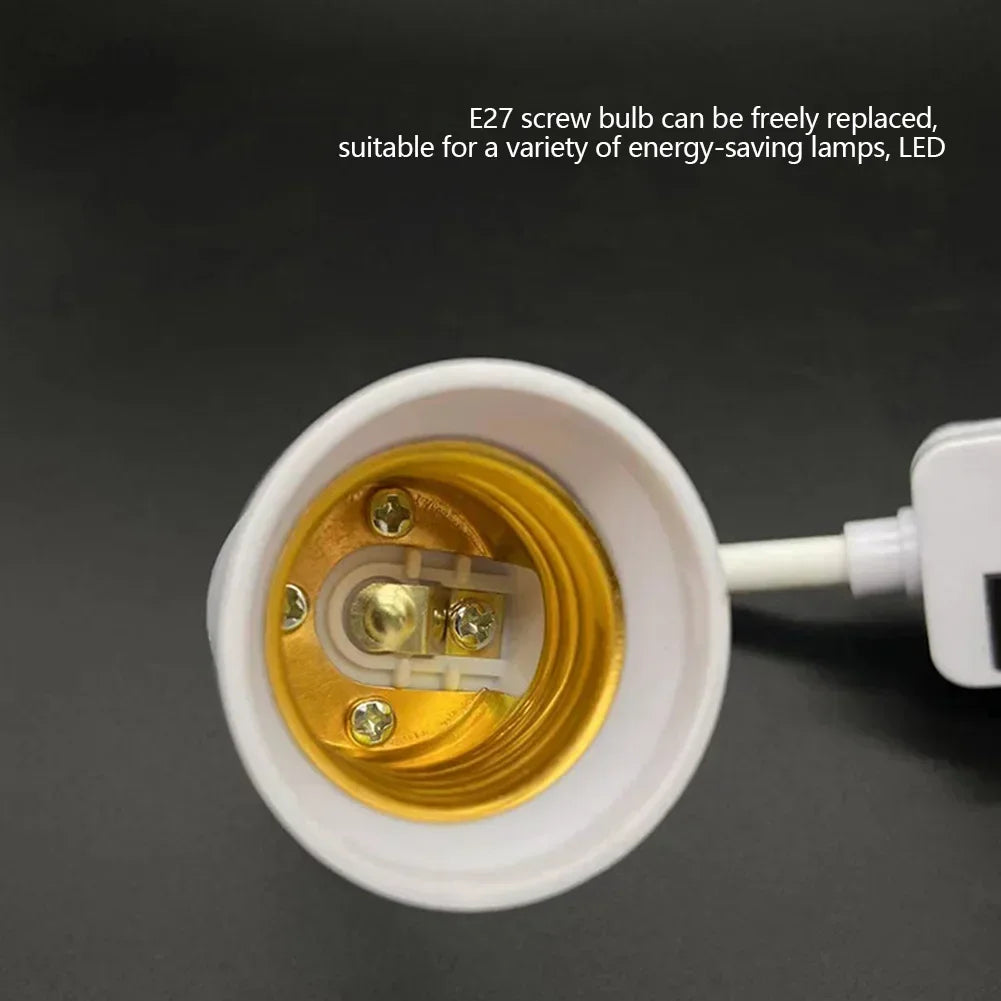 E27 Plug-in LED Light Socket dengan Switch-360 ° Pemegang lampu berputar untuk Penggunaan Dinding & Outlet | Palam EU/AS