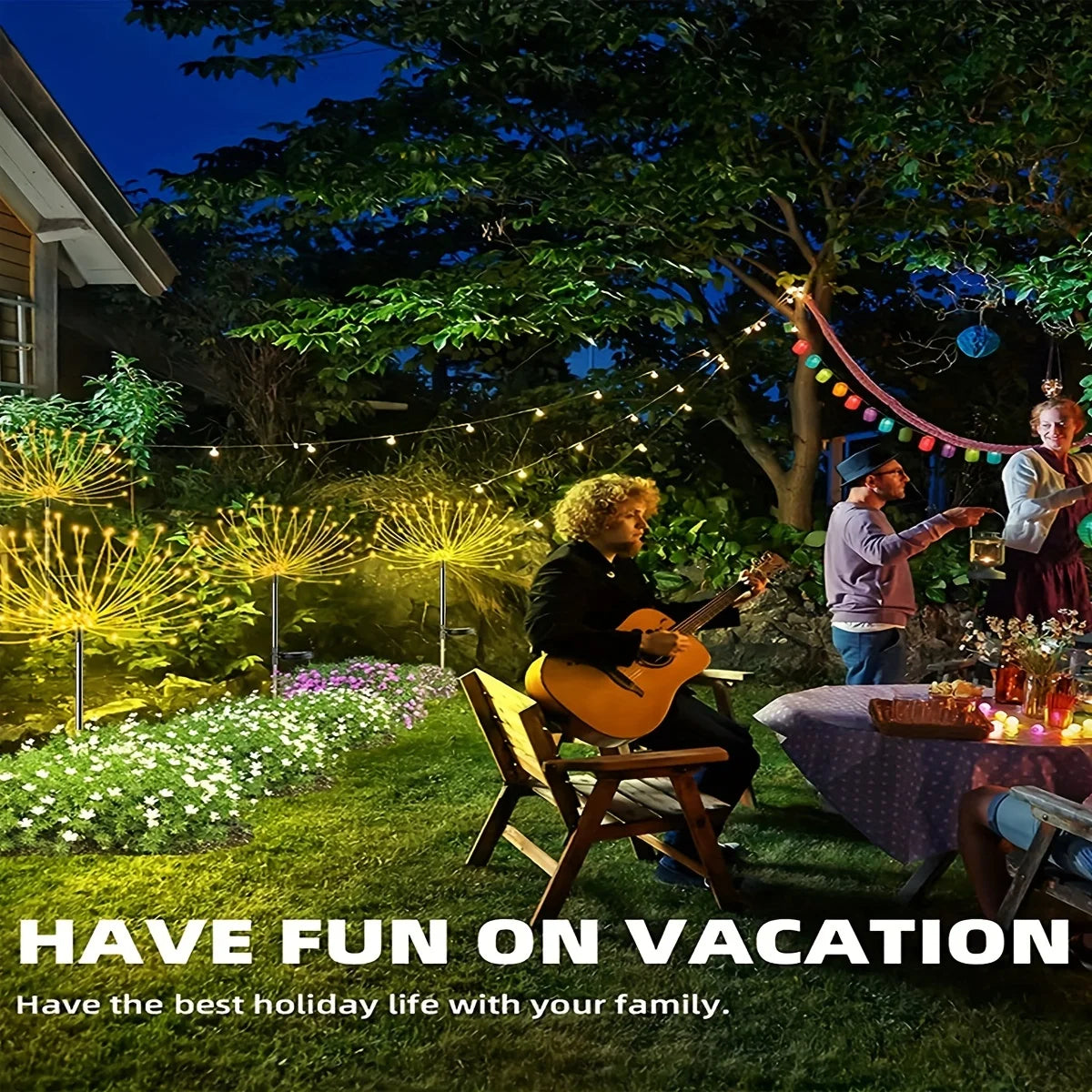 <tc>Lunvail</tc>™ ソーラー花火ライト – 屋外用 IP65 防水ガーデンフラワーランプ (8つの照明モード、90～200個のLED)