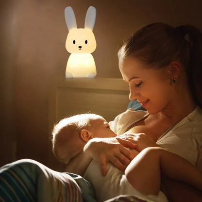 GlowBunny ™ Touch Night Light - Soft Silicone Rabbit Lamp se 7 barvami a časovač pro děti a dětské pokoje