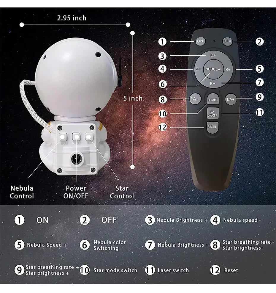 🌌 Lunvail ™ Astronaut Galaxy Star Projector-Space-tema nattljus för barn och vuxna