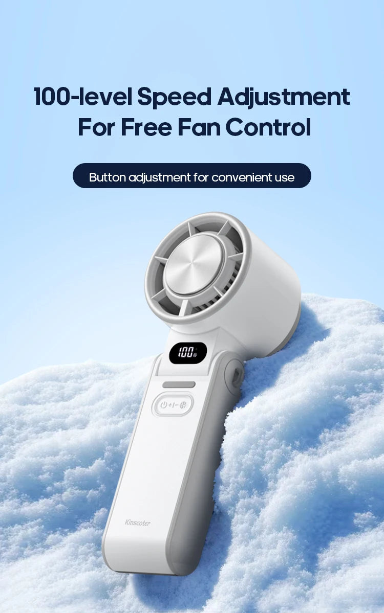 3600mAh Rechargeable Electric Handheld Fan 100 Speeds Adjustable Portable Outdoor Foldable Mini Air Cooling Turbo Fan w/ Lanyard
