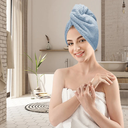 Wrap di asciugamano per capelli a colori solidi Lunvail ™ - tappo a testura ultra assorbente per asciugatura rapida e controllo crespo