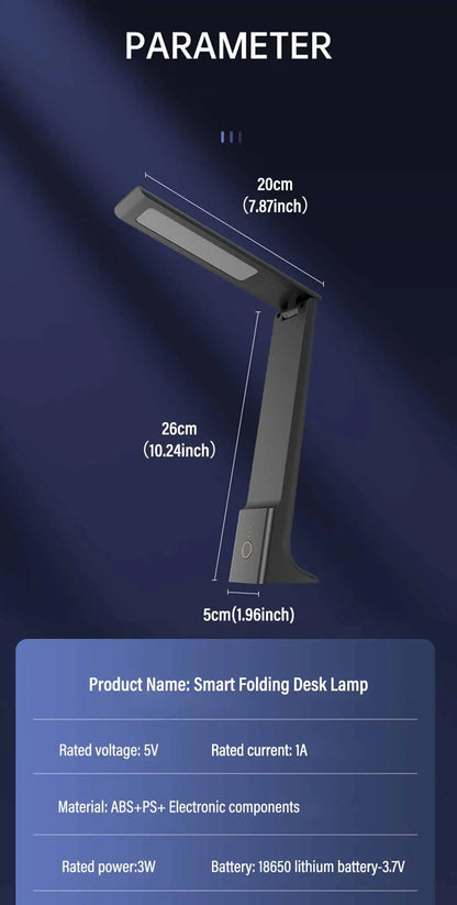 لامپ میز LED تاشو-کنترل لمس قابل شارژ USB ، محافظت از چشم ، نور 3 رنگ کم نور برای مطالعه ، دفتر و تختخواب