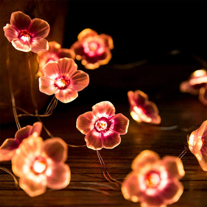 <tc>Lunvail</tc>™ 3M/2M ピンク チェリーブロッサム LED フェアリーライト – USB &amp; 電池式ストリングライト (20/30 LED)