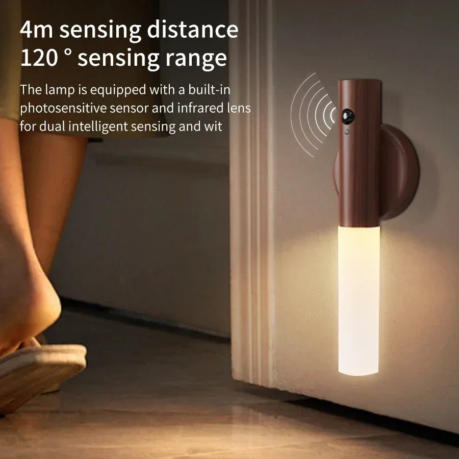 <tc><tc>Lunvail</tc></tc>™ Luce notturna a LED con sensore di movimento – Lampada da parete bianca calda, ricaricabile e magnetica per camera da letto, scale e corridoi