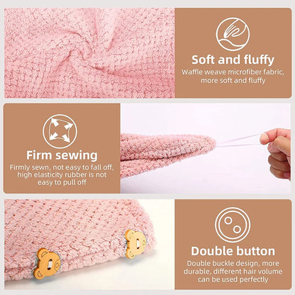 Wrap di asciugamano per capelli a colori solidi Lunvail ™ - tappo a testura ultra assorbente per asciugatura rapida e controllo crespo