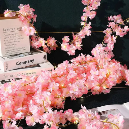 Blossomglow ™ Blossom Cherry faoi stiúir Garland - Fíniúna Solas Fairy 2m Floral do sheomra leapa, bainise & maisiúchán cóisir