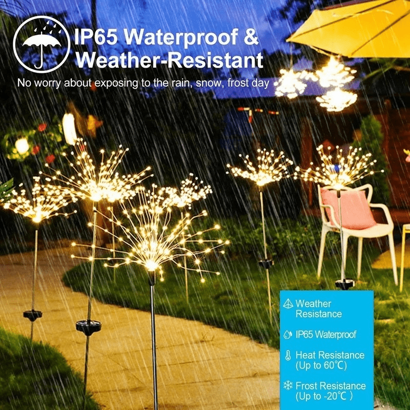<tc><tc>Lunvail</tc></tc>™ Luce solare per fuochi d'artificio - Lampada natalizia con 200 LED per esterni in filo di rame per giardino, parete, patio ed eventi