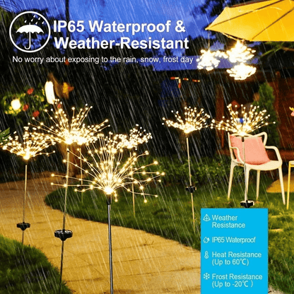 <tc><tc>Lunvail</tc></tc>™ Luce solare per fuochi d'artificio - Lampada natalizia con 200 LED per esterni in filo di rame per giardino, parete, patio ed eventi